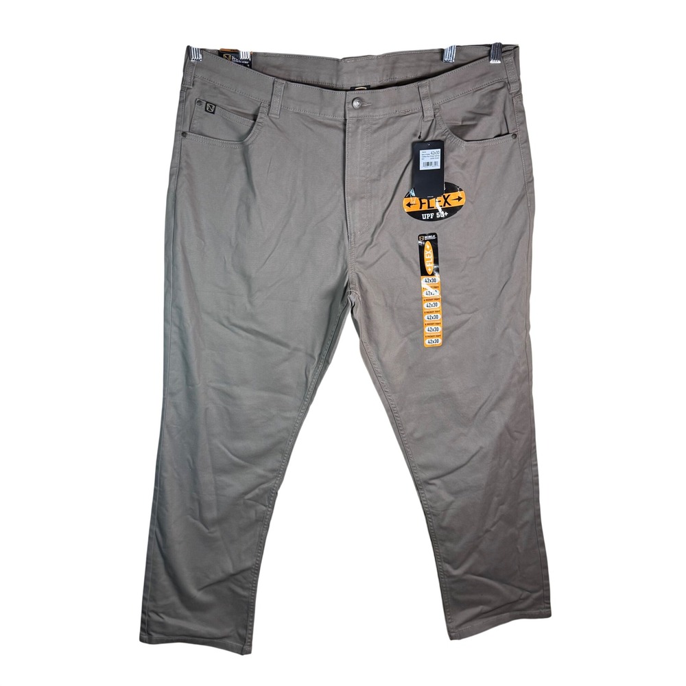 Noble Outfitters Flex 5-Pocket Work Pant Mens 42x30‎ Dark Khaki UPF 50+ Utility